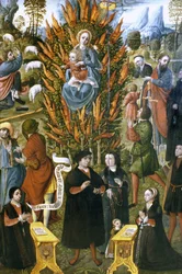 Frankreich - Somme - Département 80 - Abbeville - DR Musée Boucher de Perthes - Die Jungfrau mit dem brennenden Dornbusch, in Auftrag gegeben von Jean de Cermoise zwischen 1526 und 1531. Öl auf Holz